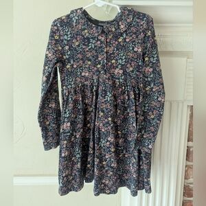 Next | Navy Floral Long Sleeve Kids Dress